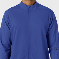 Boundless Men's Warm Up Scrub Jacket Galaxy Blue front detail