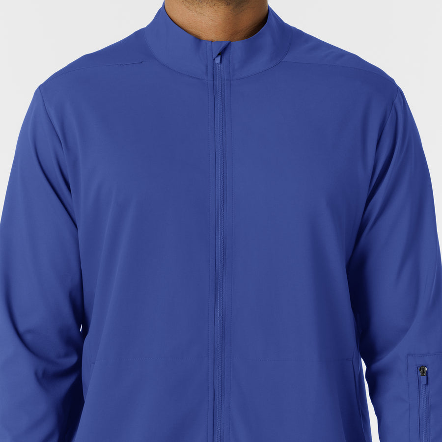 Boundless Men's Warm Up Scrub Jacket Galaxy Blue front detail