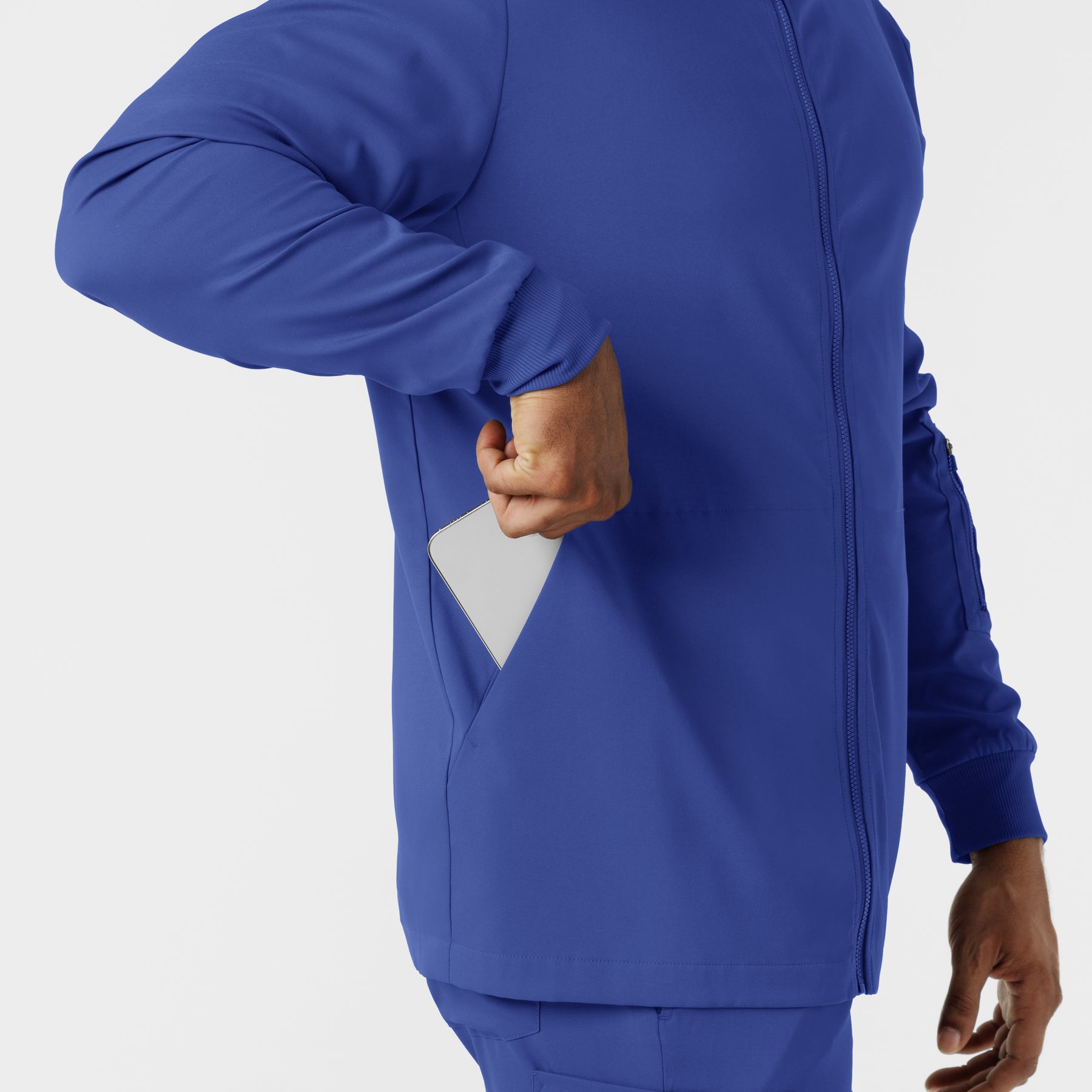 Boundless Men's Warm Up Scrub Jacket Galaxy Blue side detail 2