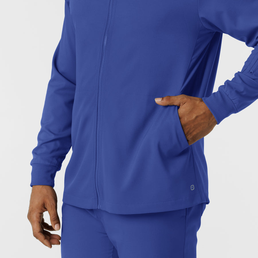 Boundless Men's Warm Up Scrub Jacket Galaxy Blue pocket detail