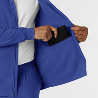 Boundless Men's Warm Up Scrub Jacket Galaxy Blue internal pocket