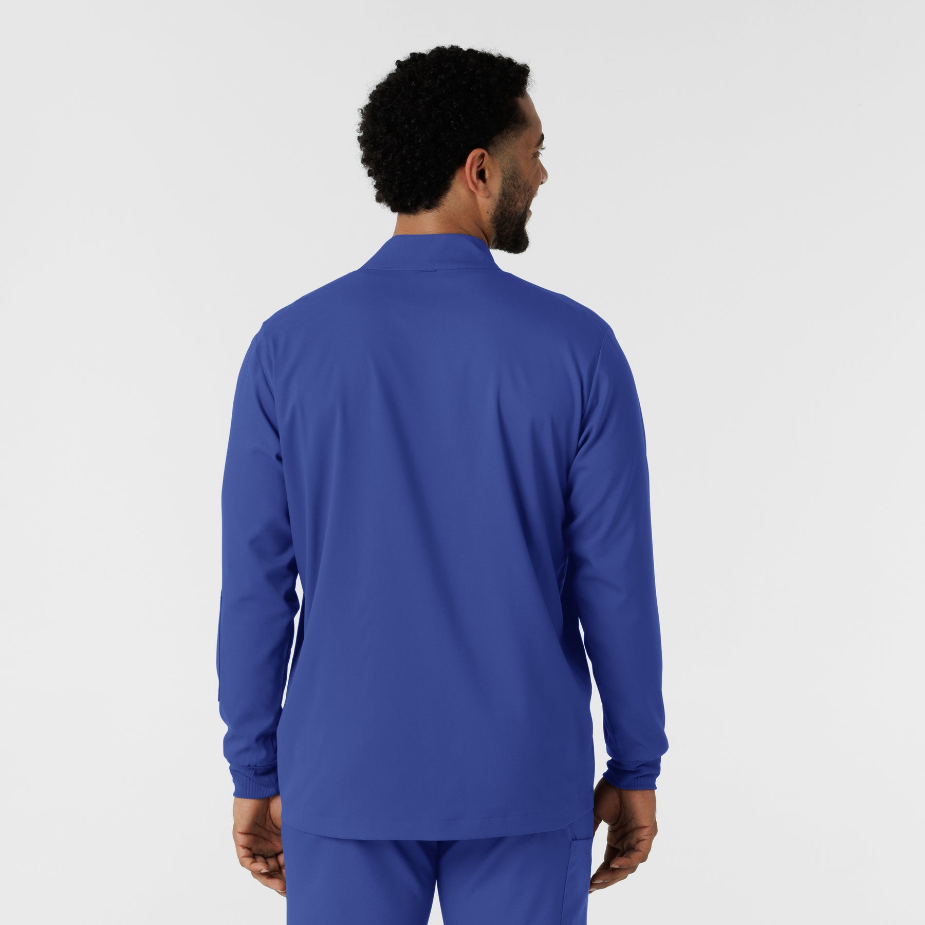 Boundless Men's Warm Up Scrub Jacket Galaxy Blue back view