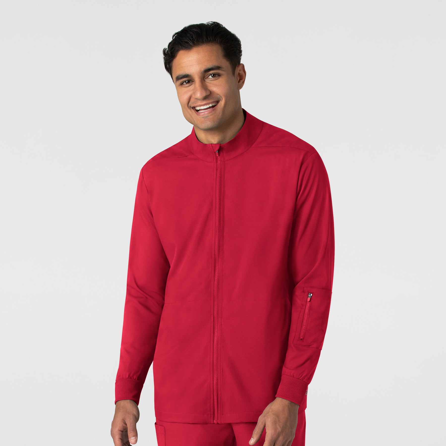 Boundless Men's Warm Up Scrub Jacket Red