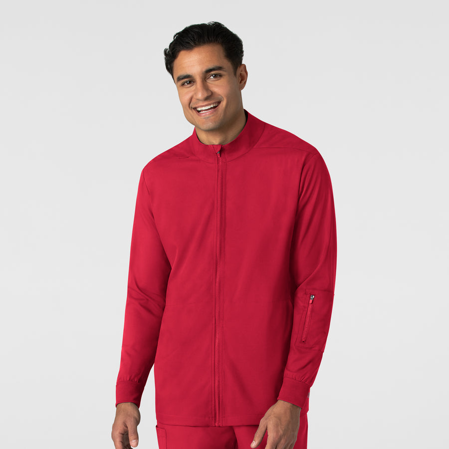 Boundless Men's Warm Up Scrub Jacket Red