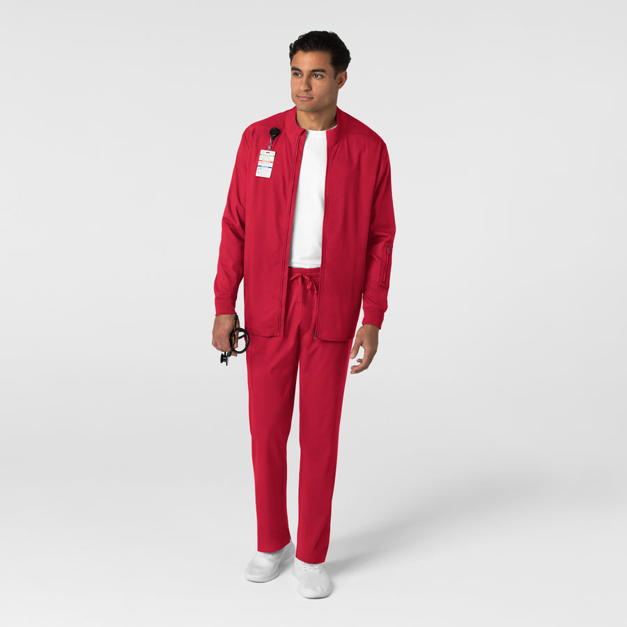 Boundless Men's Warm Up Scrub Jacket Red full scrub set