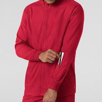 Boundless Men's Warm Up Scrub Jacket Red side detail 1