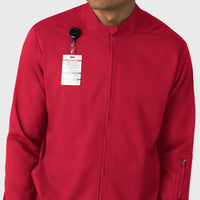 Boundless Men's Warm Up Scrub Jacket Red back detail