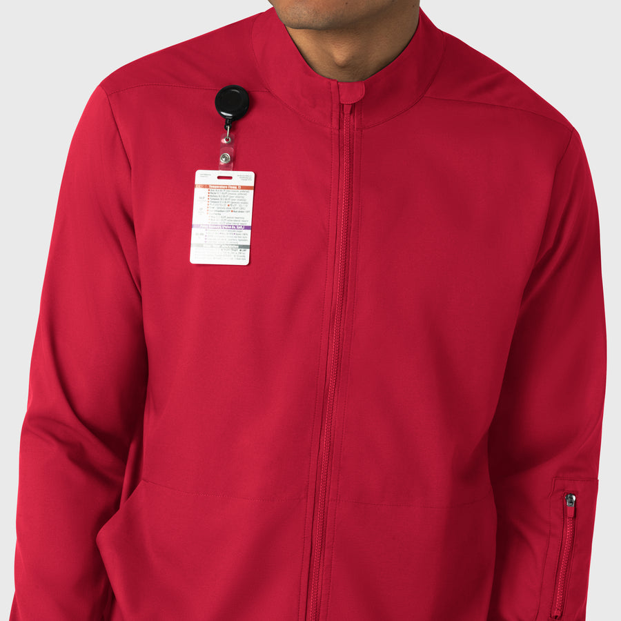 Boundless Men's Warm Up Scrub Jacket Red back detail