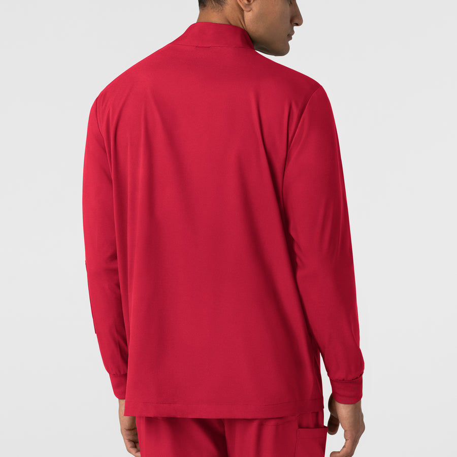 Boundless Men's Warm Up Scrub Jacket Red back view
