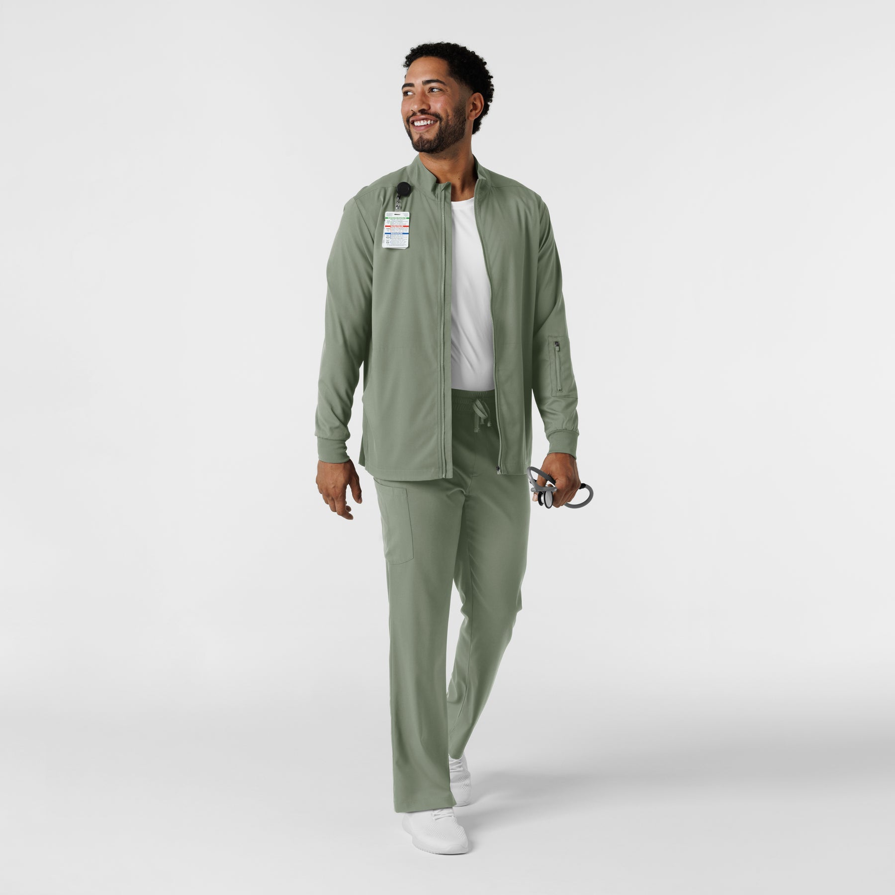 Boundless Men's Warm Up Jacket Sage full scrub set