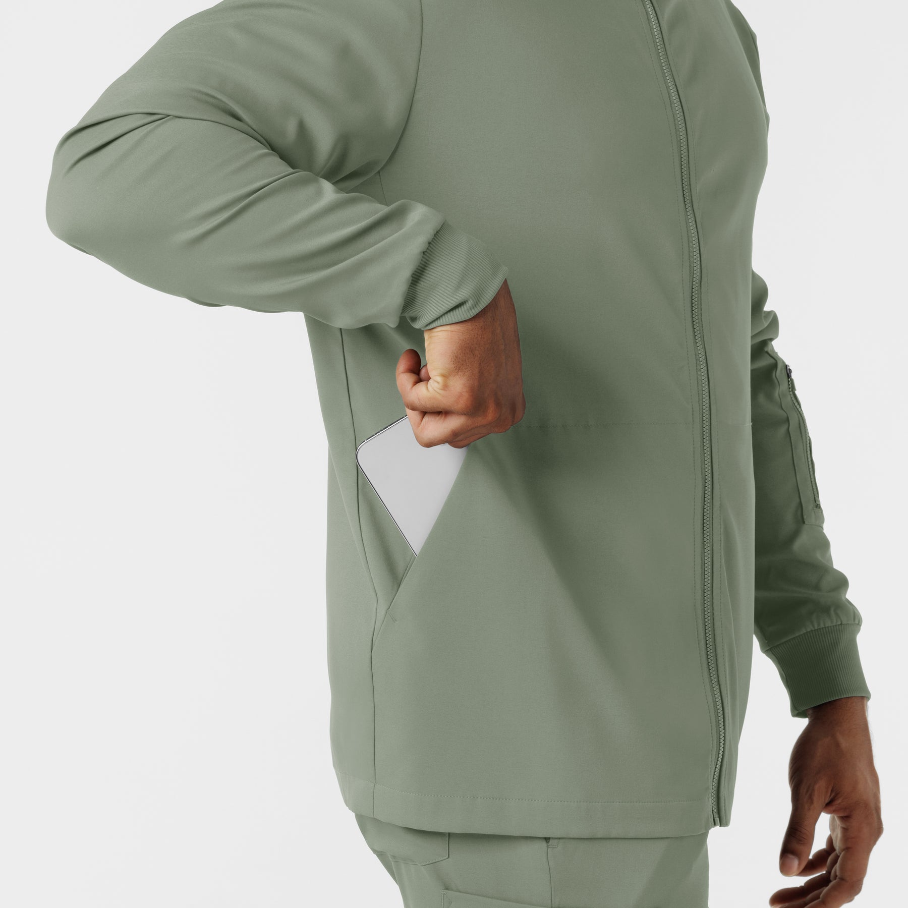 Boundless Men's Warm Up Jacket Sage side detail 2