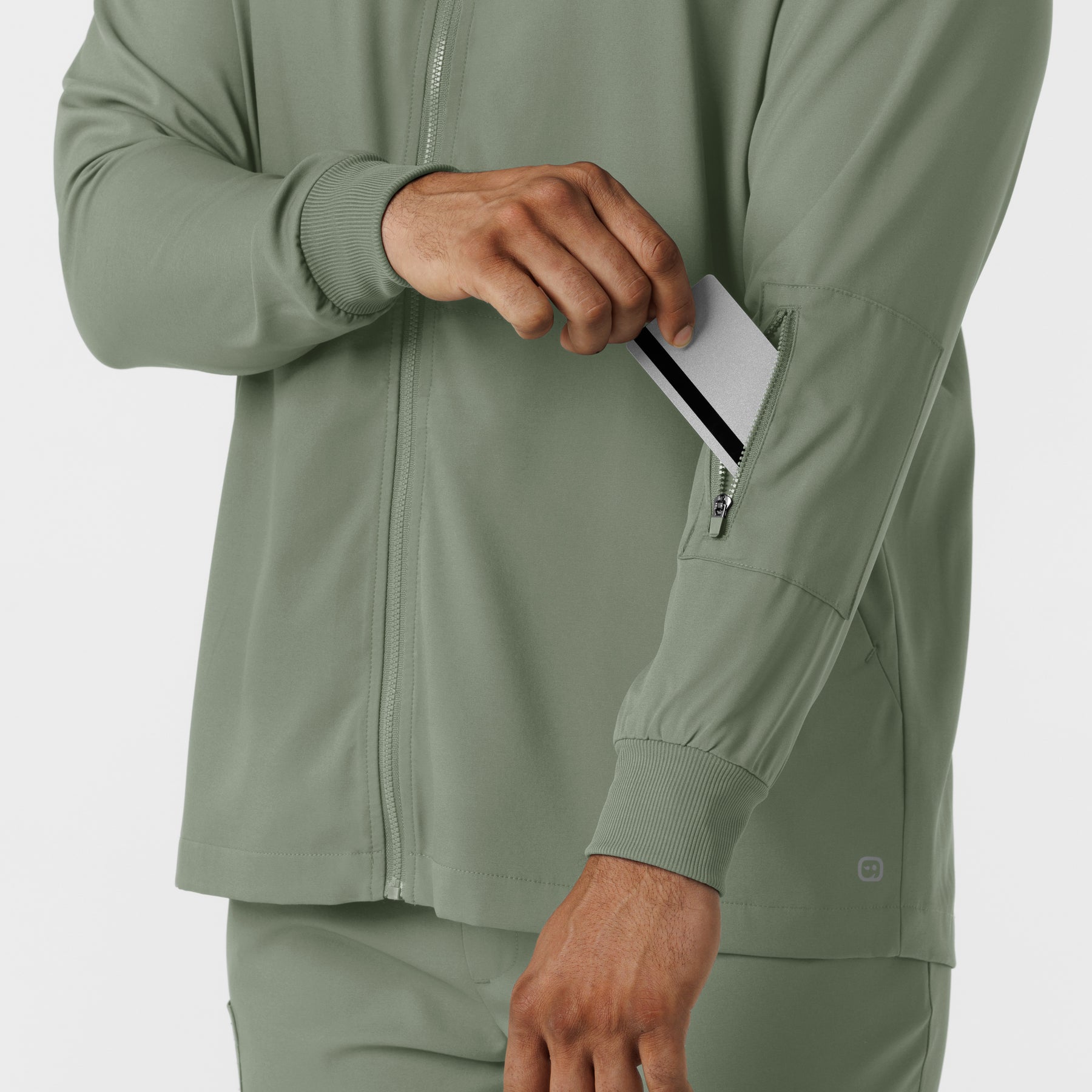 Boundless Men's Warm Up Jacket Sage hemline detail