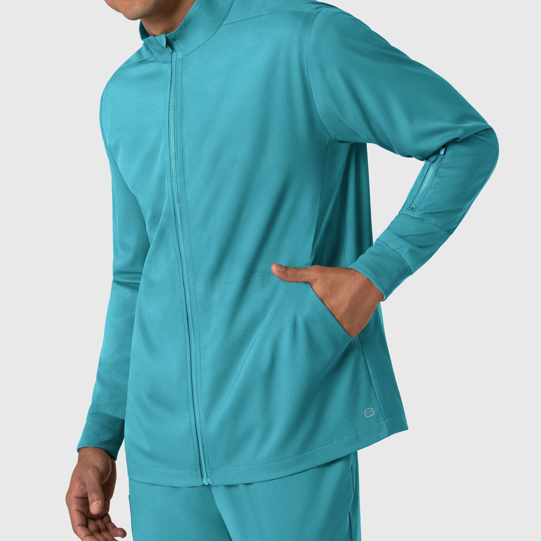 Boundless Men's Warm Up Jacket Teal front detail