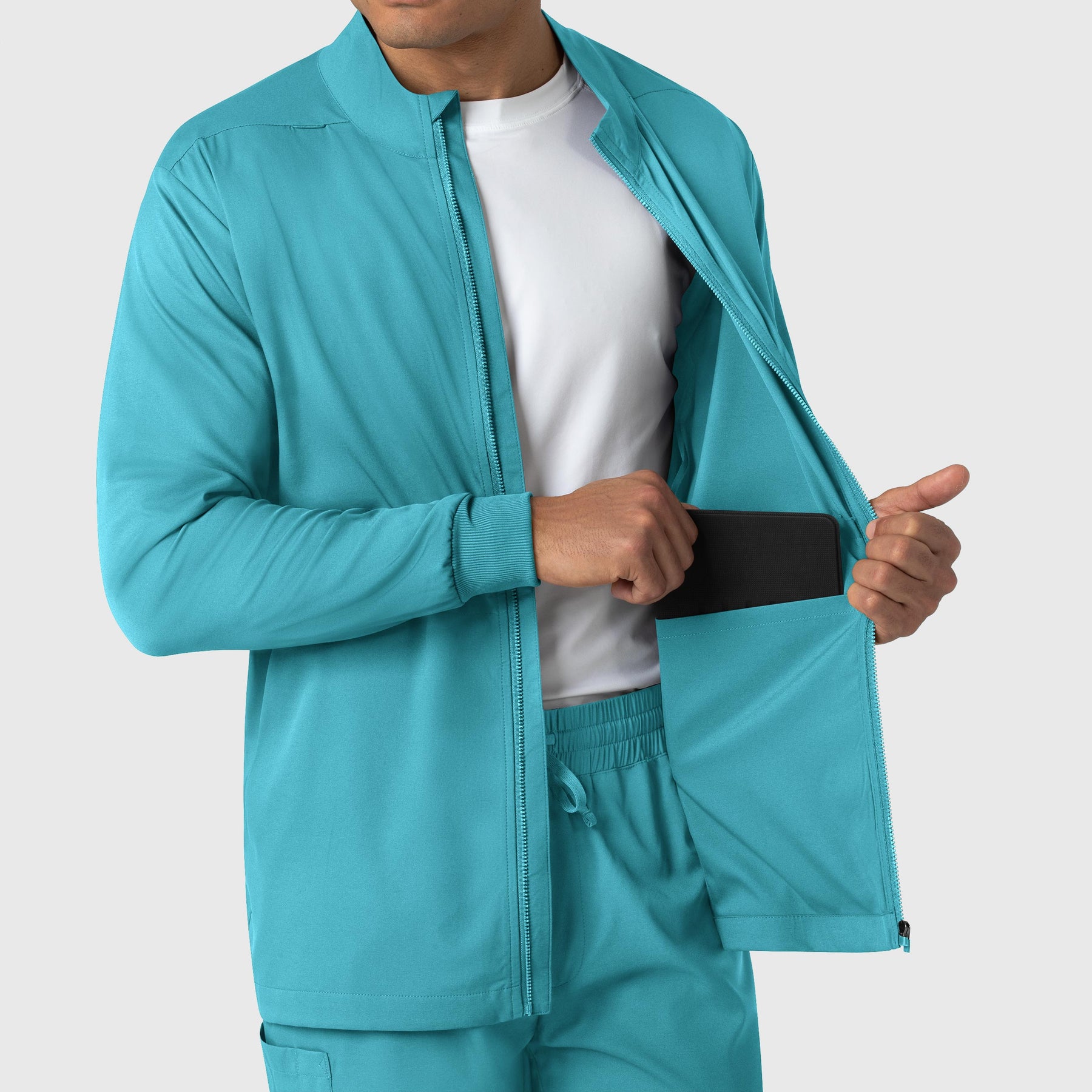 Boundless Men's Warm Up Jacket Teal side detail 2