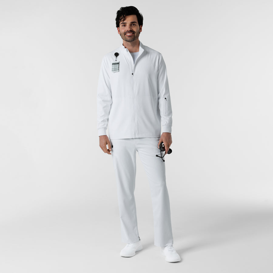 Boundless Men's Warm Up Jacket White full scrub set