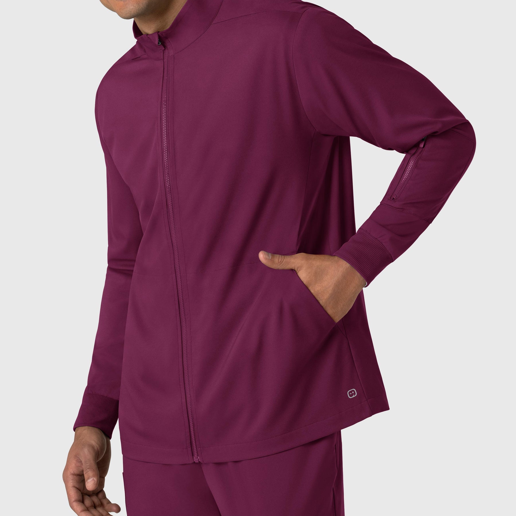 Boundless Men's Warm Up Jacket Wine front detail