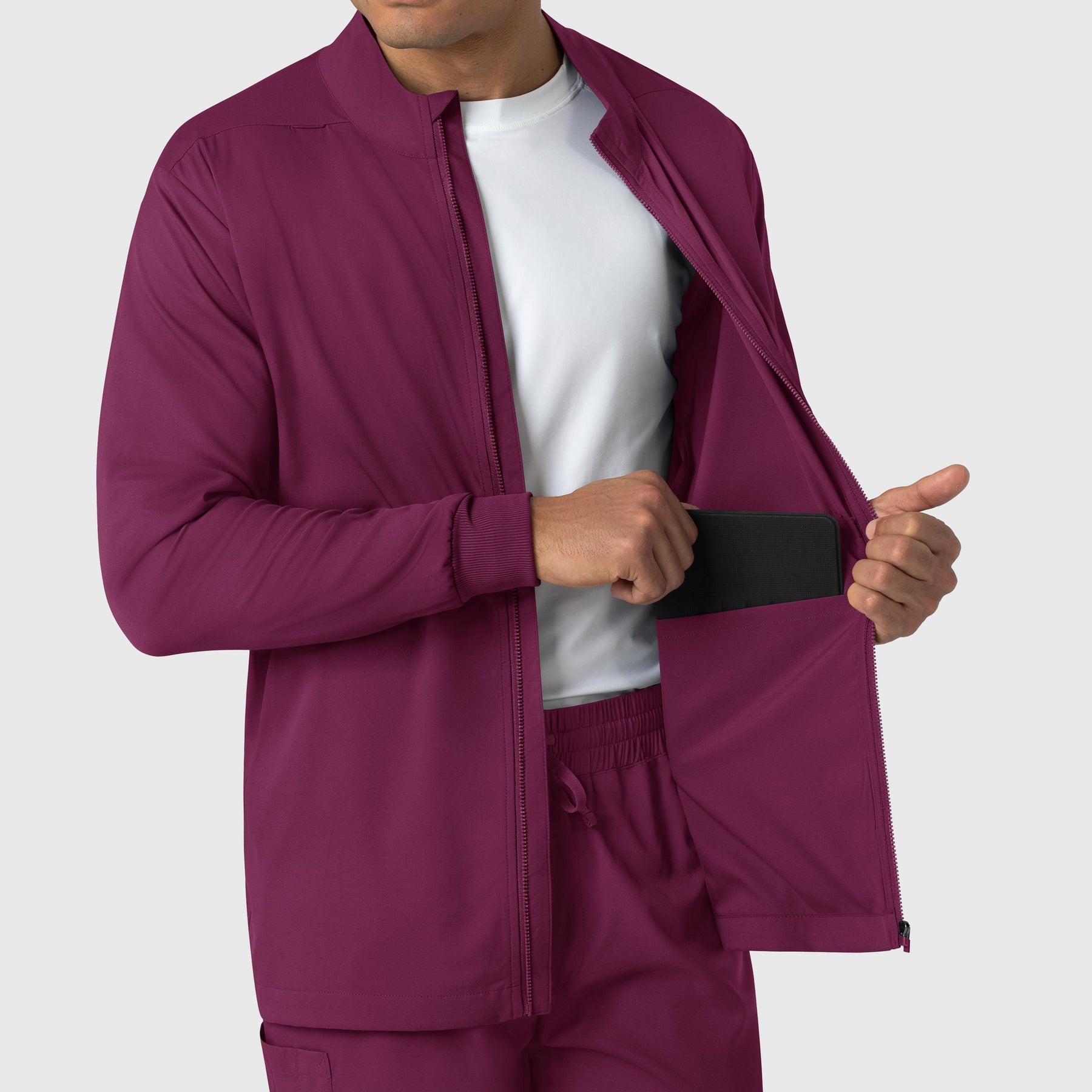 Boundless Men's Warm Up Jacket Wine side detail 2
