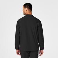 W123 Men's Zip Front Warm Up Jacket Black back view