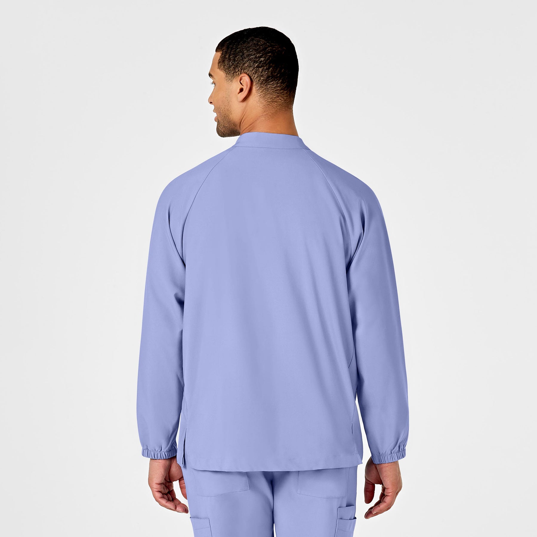 W123 Men's Zip Front Warm Up Jacket Ceil Blue back view
