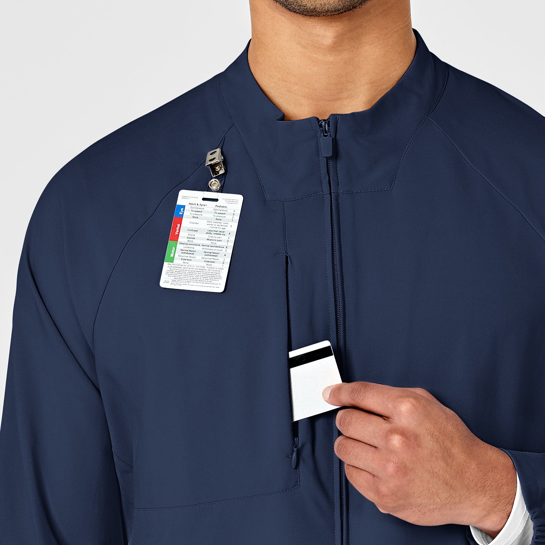 W123 Men's Zip Front Warm Up Jacket Navy side detail 1