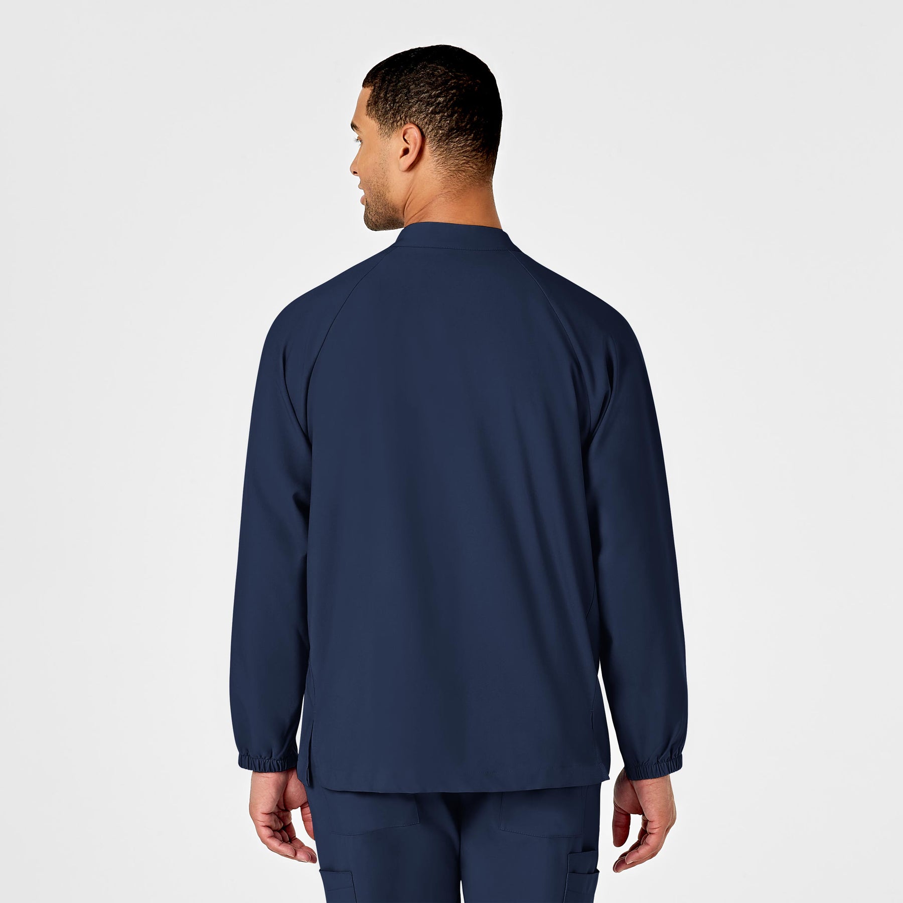 W123 Men's Zip Front Warm Up Jacket Navy back view
