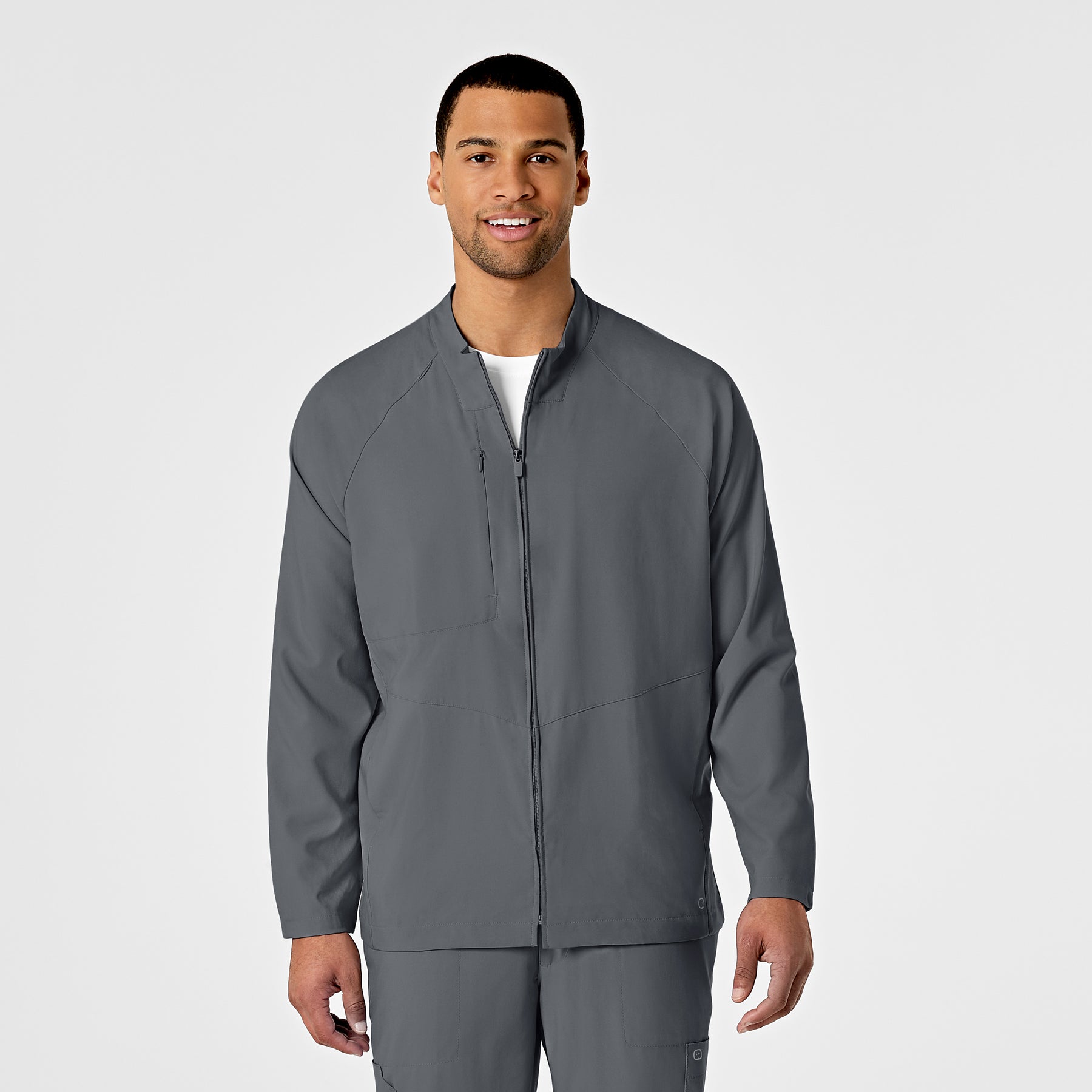 Wink W123 Men's Zip Front Warm Up Jacket Pewter