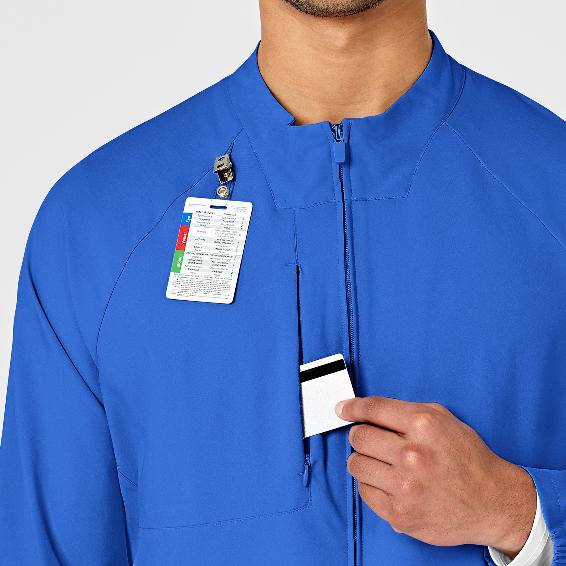 W123 Men's Zip Front Warm Up Jacket Royal side detail 1