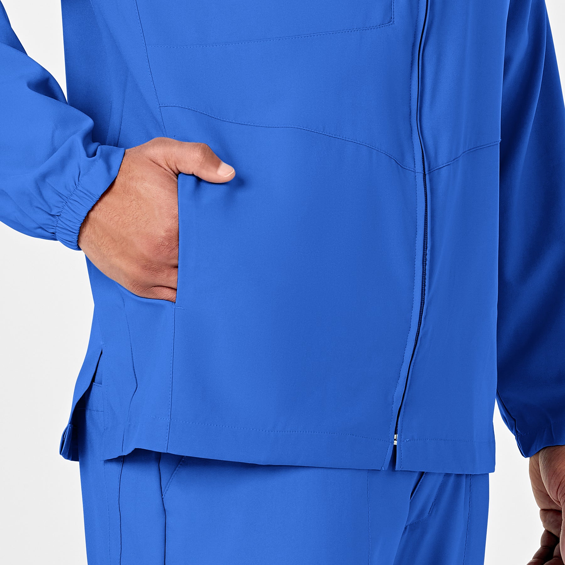 W123 Men's Zip Front Warm Up Jacket Royal side detail 2