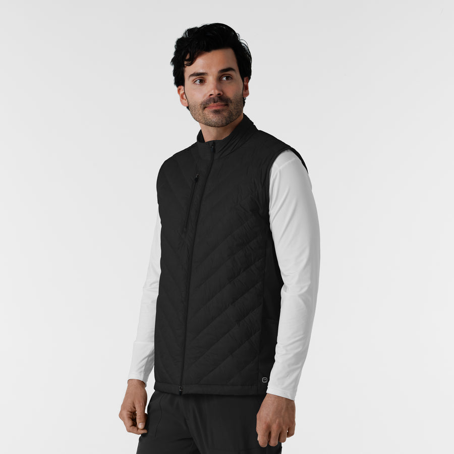 Knits and Layers Men's Quilted Scrub Vest Black side view