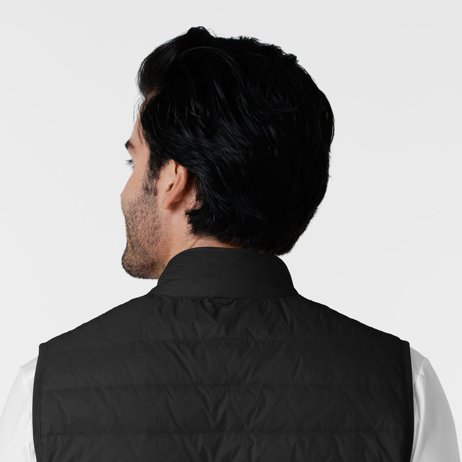 Knits and Layers Men's Quilted Scrub Vest Black side detail 1