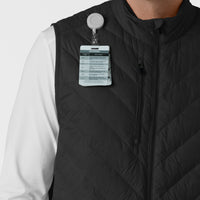 Knits and Layers Men's Quilted Scrub Vest Black side detail 2