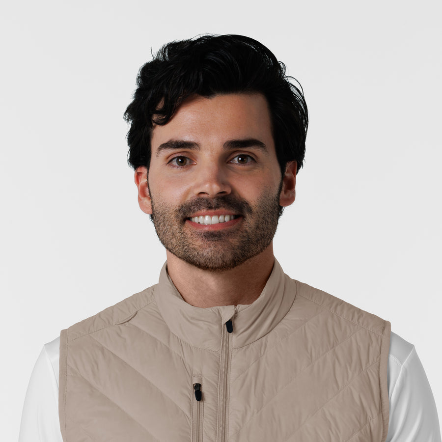 Layers Men's Quilted Scrub Vest Haze front detail