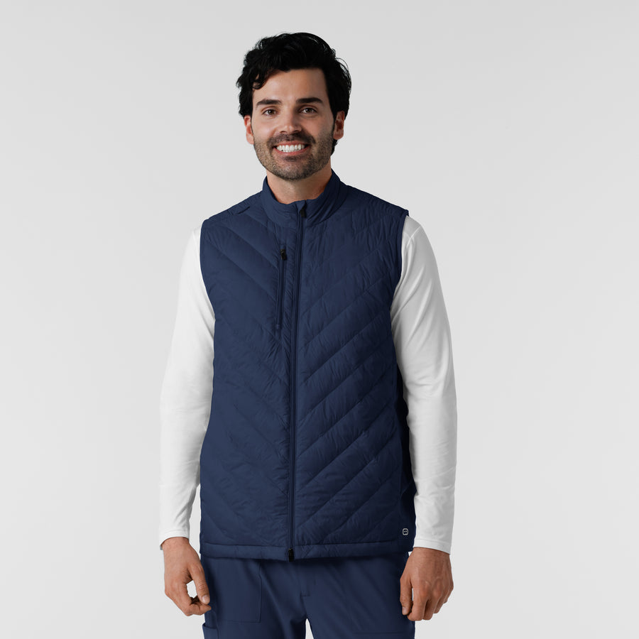 Knits and Layers Men's Quilted Scrub Vest Navy