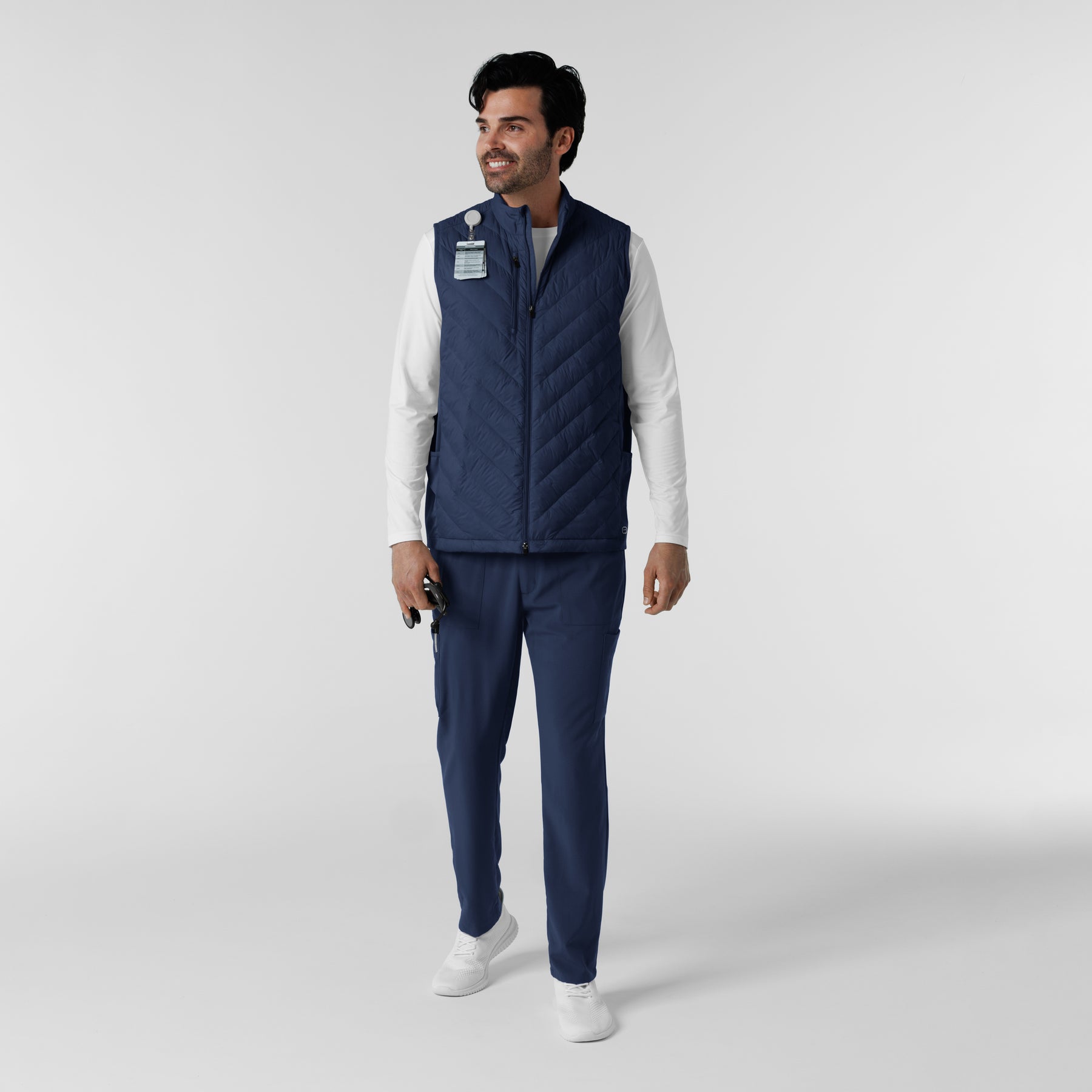 Knits and Layers Men's Quilted Scrub Vest Navy full scrub set