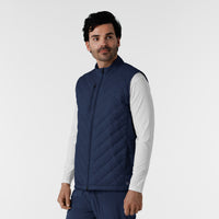 Knits and Layers Men's Quilted Scrub Vest Navy side view
