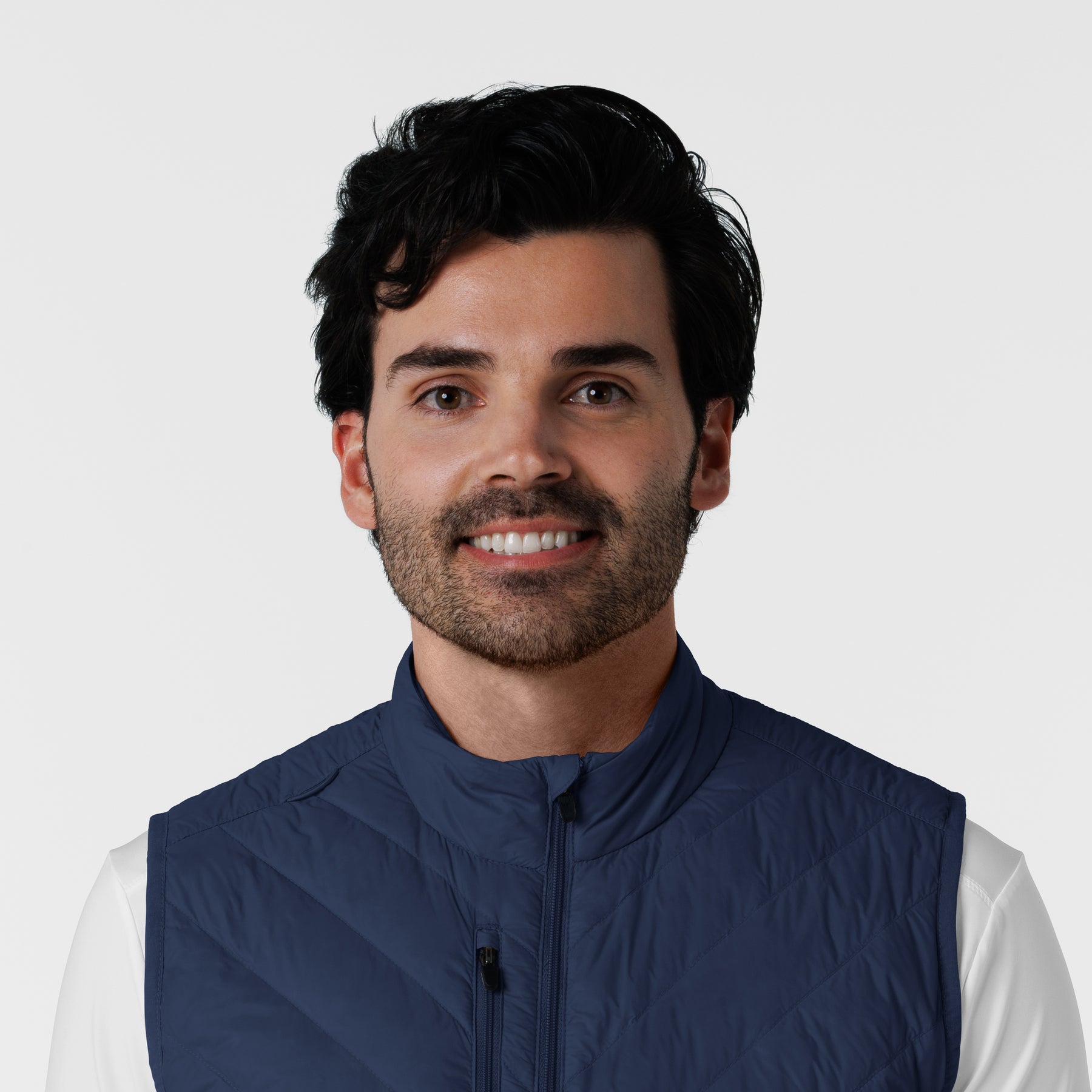 Knits and Layers Men's Quilted Scrub Vest Navy front detail