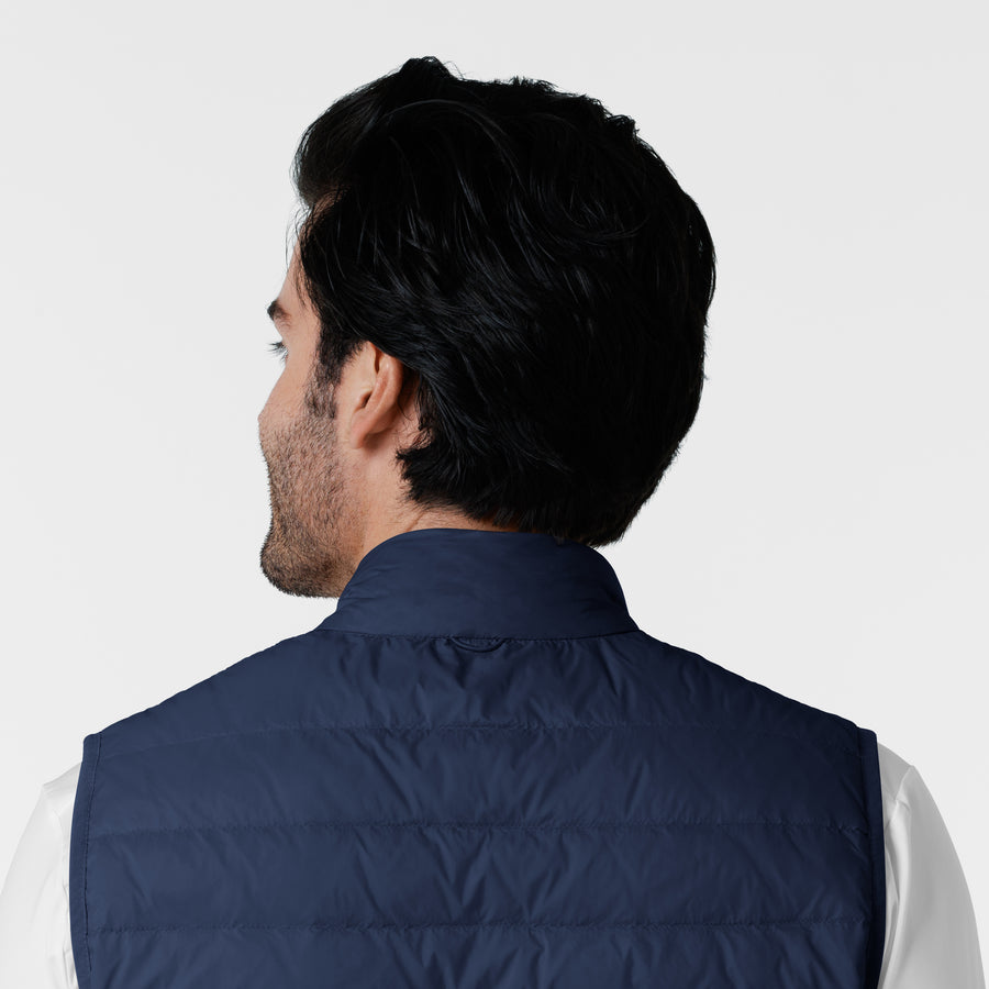 Knits and Layers Men's Quilted Scrub Vest Navy side detail 1
