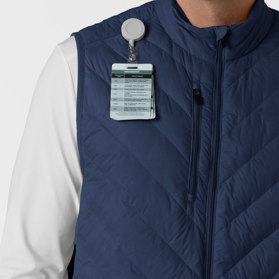Knits and Layers Men's Quilted Scrub Vest Navy side detail 2