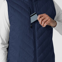 Knits and Layers Men's Quilted Scrub Vest Navy hemline detail