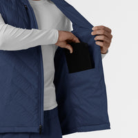 Knits and Layers Men's Quilted Scrub Vest Navy back detail