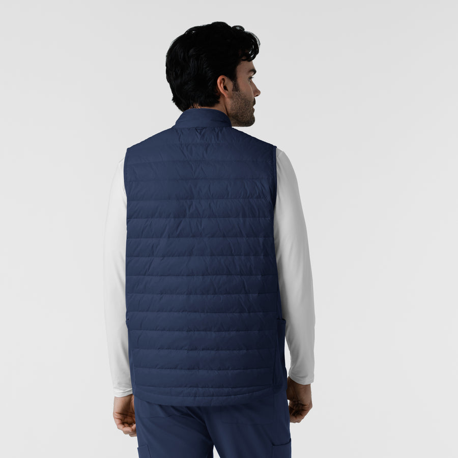 Knits and Layers Men's Quilted Scrub Vest Navy back view