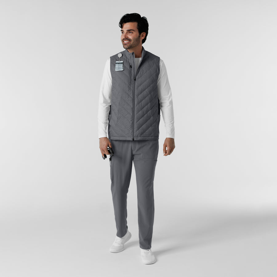 Knits and Layers Men's Quilted Scrub Vest Pewter full scrub set