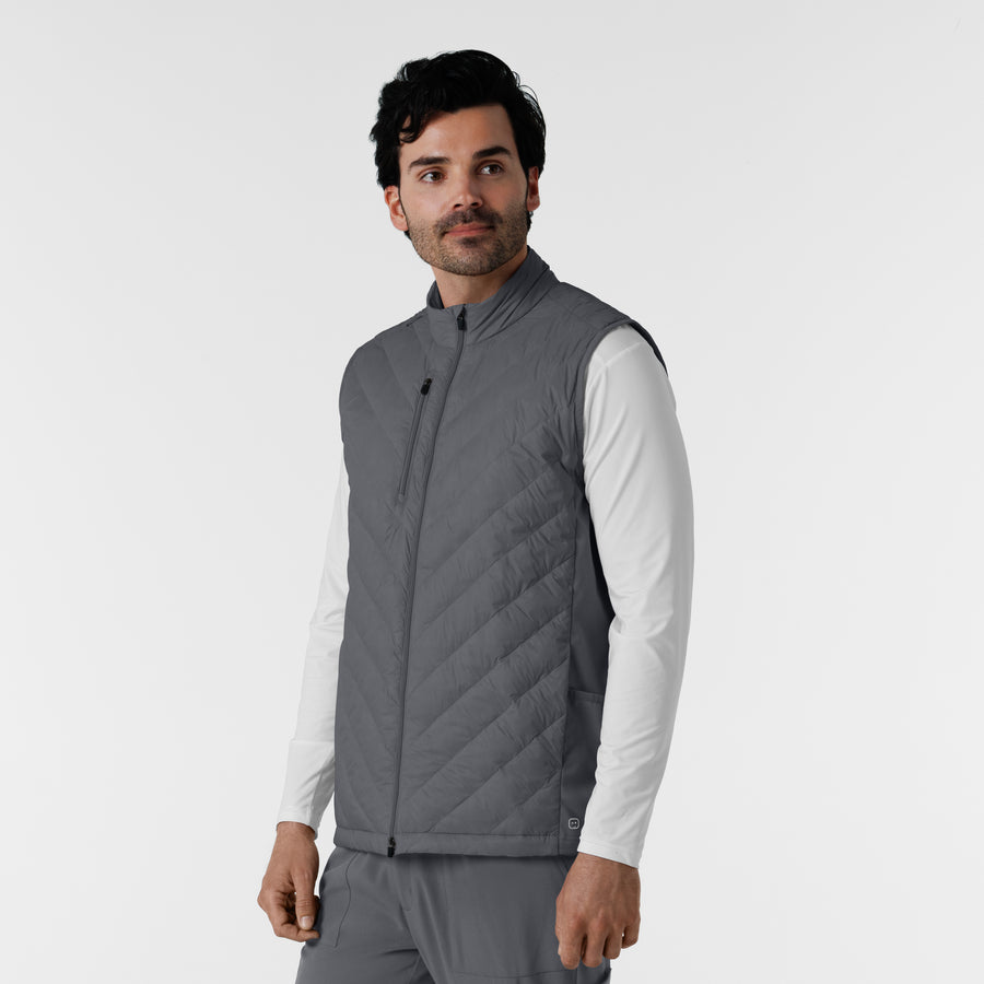 Knits and Layers Men's Quilted Scrub Vest Pewter side view