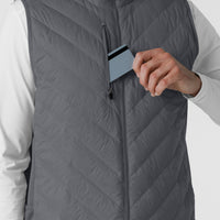 Knits and Layers Men's Quilted Scrub Vest Pewter hemline detail