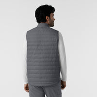 Knits and Layers Men's Quilted Scrub Vest Pewter back view
