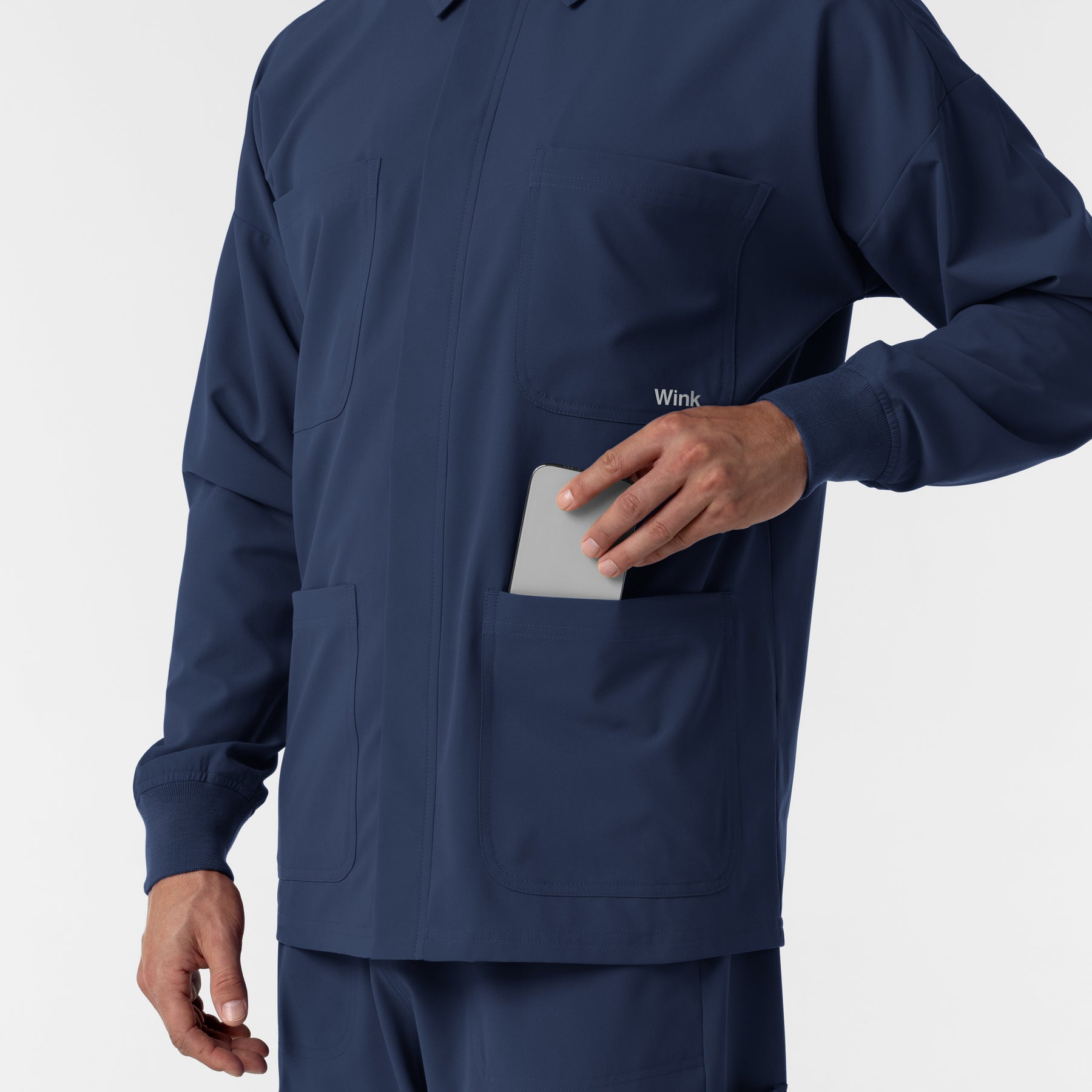 NURTUR Men’s Scrub Shirt Jacket Navy back detail