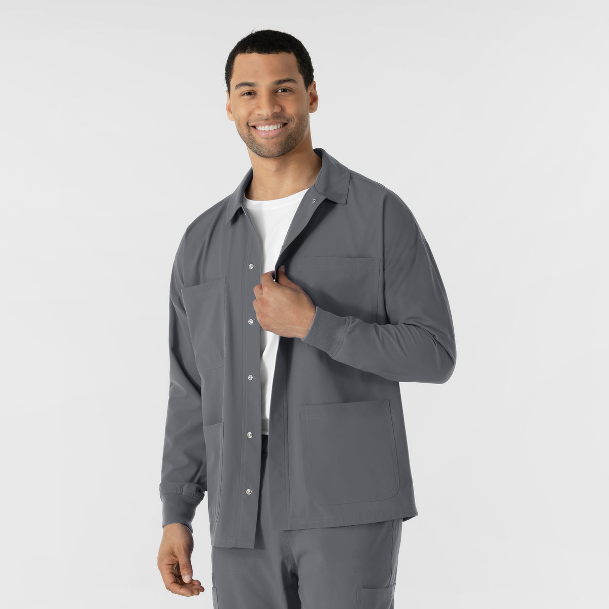 NURTUR Men’s Scrub Shirt Jacket Pewter