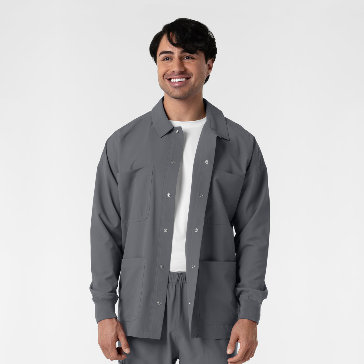 NURTUR Men’s Scrub Shirt Jacket Pewter side detail 1