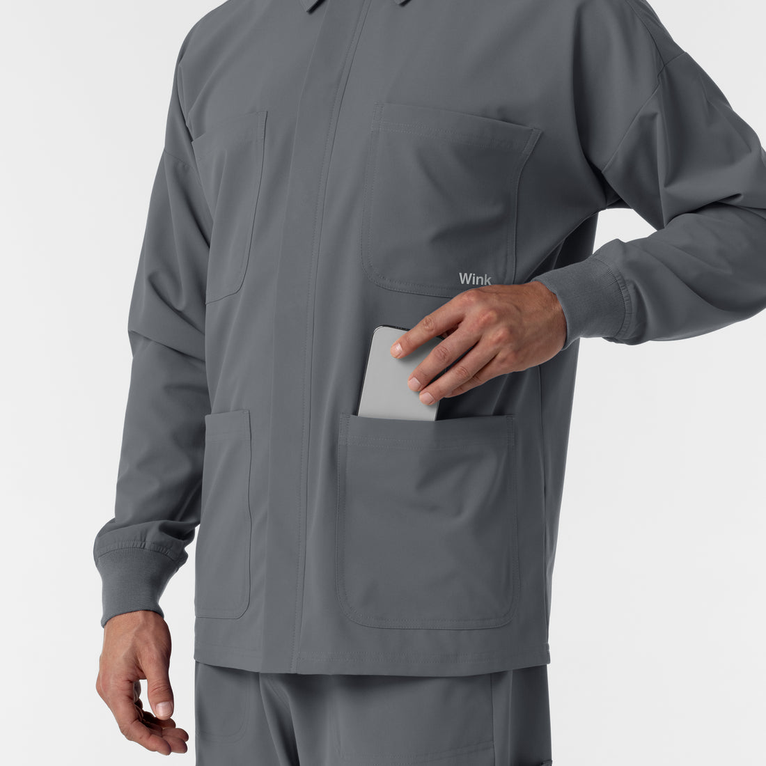 NURTUR Men’s Scrub Shirt Jacket Pewter back detail