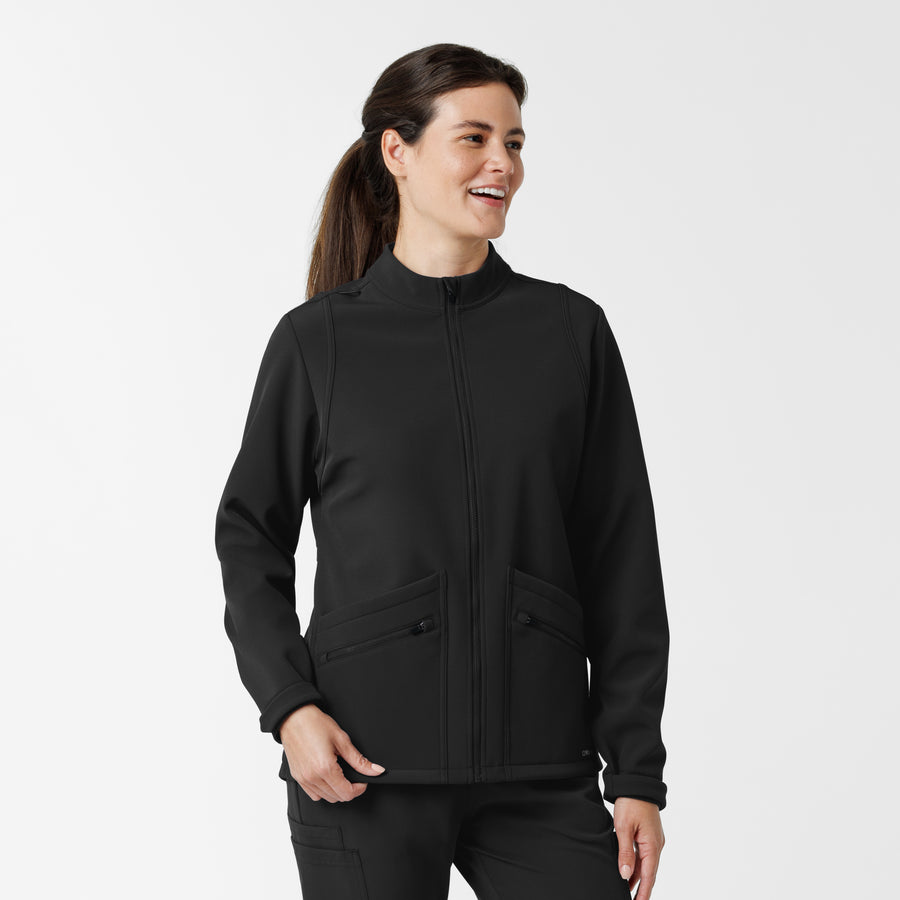 Layers Women's Soft Shell Scrub Jacket Black side view